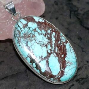 New Lander Turquoise Gemstone 925 Sterling Silver Handmade Pendant Necklace